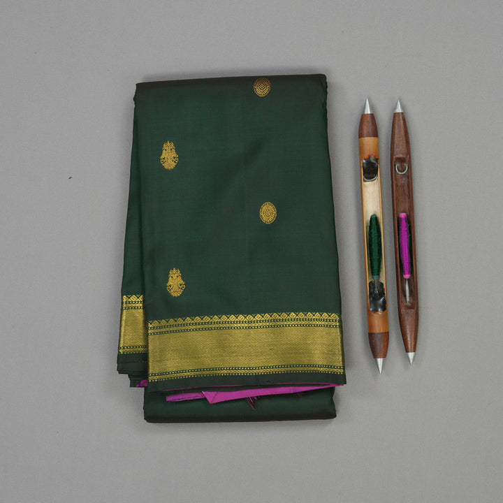 Hayagrivas Handloom Bottle Green Kanjivaram Silk Saree BBC1214K9-1