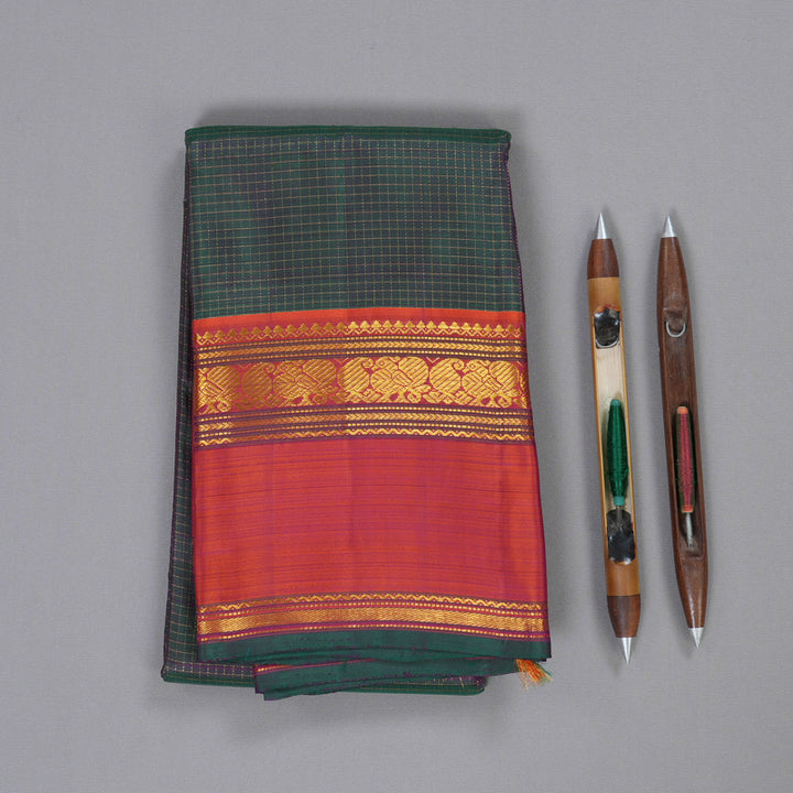 Hayagrivas Mandhalir Kanjivaram Silk Saree with Rustish Orange Border BBC1222K22-1