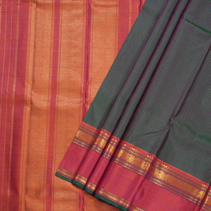 Hayagrivas Mandhalir Kanjivaram Silk Saree with Rustish Orange Border BBC1222K22-1