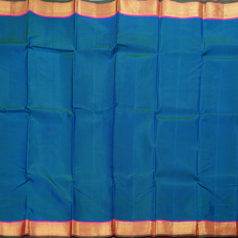 Hayagrivas Peacock Blue Kanjivaram Silk Saree with Pink Green Edging Border BBC1222K23-1