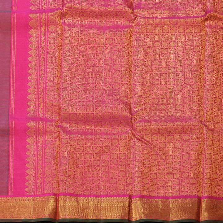 Hayagrivas Peacock Blue Kanjivaram Silk Saree with Pink Green Edging Border BBC1222K23-1