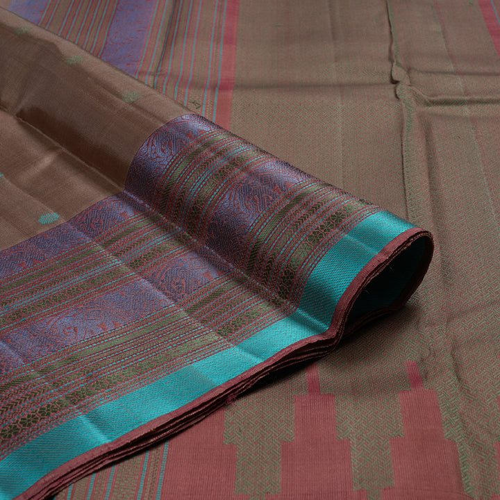 Hayagrivas Chocolate Brown Handloom Kanjivaram Silk Saree with Onion Pink Border BBC1225K11-1