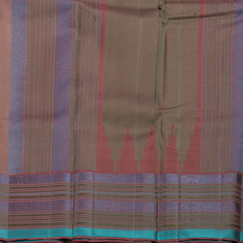 Hayagrivas Chocolate Brown Handloom Kanjivaram Silk Saree with Onion Pink Border BBC1225K11-1