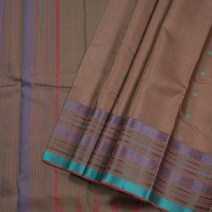 Hayagrivas Chocolate Brown Handloom Kanjivaram Silk Saree with Onion Pink Border BBC1225K11-1