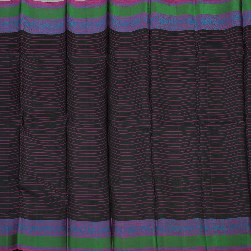 Hayagrivas Handloom Black Kanjivaram Silk Saree with Multicolour Thread Work Border BBC1225K2-1