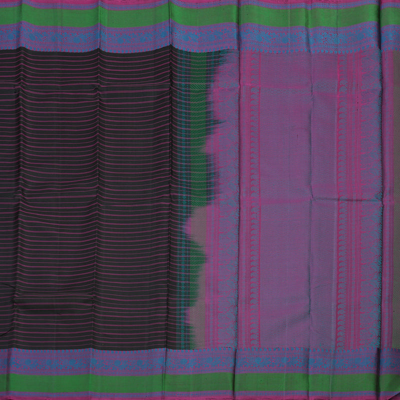 Hayagrivas Handloom Black Kanjivaram Silk Saree with Multicolour Thread Work Border BBC1225K2-1