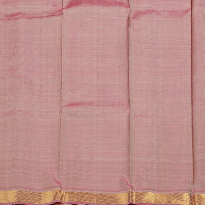 Hayagrivas Sandal Beige Handloom Kanjivaram Silk Saree with Onion Pink Border BBC1229K1-1