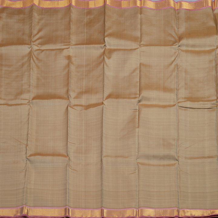 Hayagrivas Sandal Beige Handloom Kanjivaram Silk Saree with Onion Pink Border BBC1229K1-1