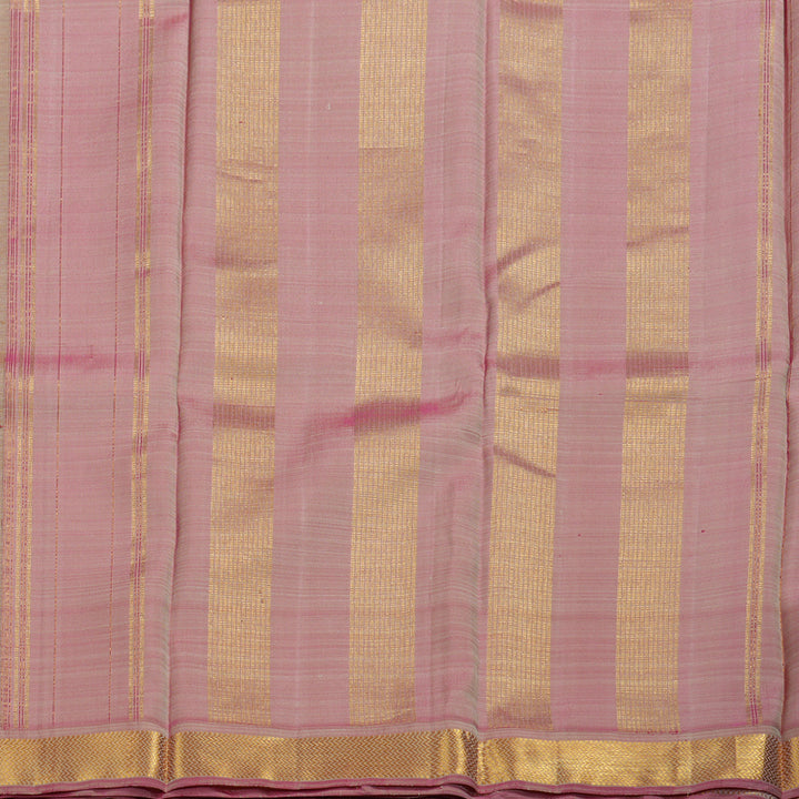 Hayagrivas Sandal Beige Handloom Kanjivaram Silk Saree with Onion Pink Border BBC1229K1-1