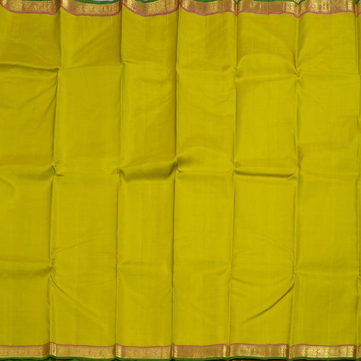 Hayagrivas Lemon Green Handloom Kanjivaram Silk Saree with Dual Tone (Pink With Lemon Green) Border BBC1229K2-2