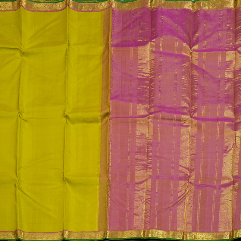 Hayagrivas Lemon Green Handloom Kanjivaram Silk Saree with Dual Tone (Pink With Lemon Green) Border BBC1229K2-2