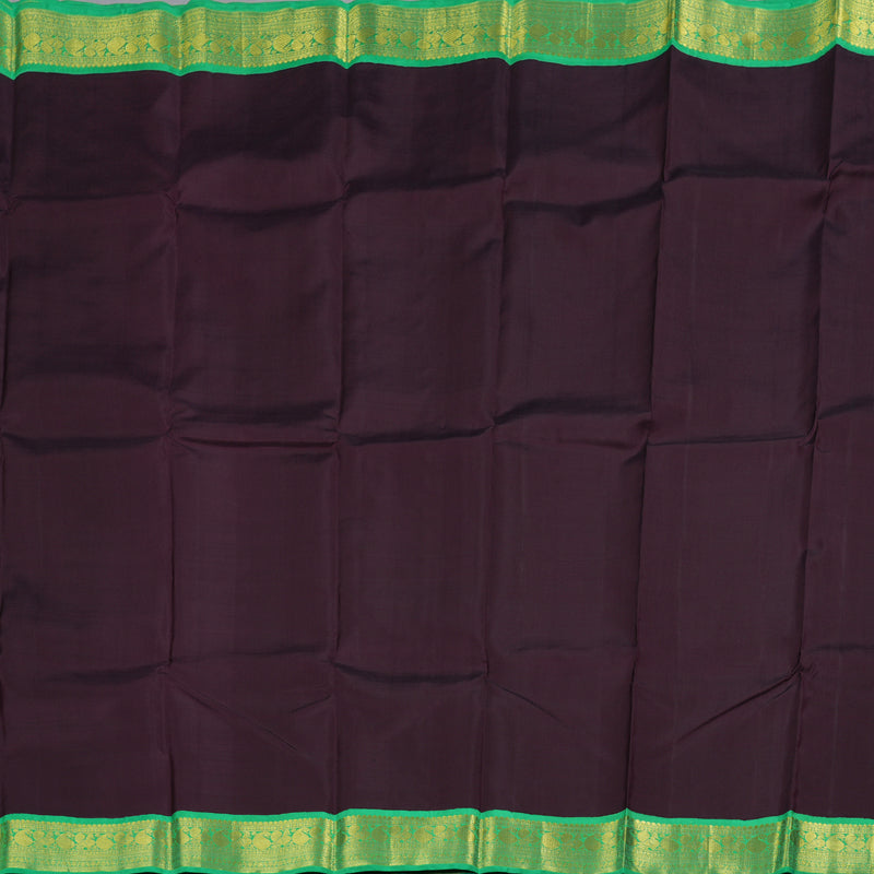 Hayagrivas Brown Kanjivaram Silk Saree with Parrot Green Border BBC1293K4-2