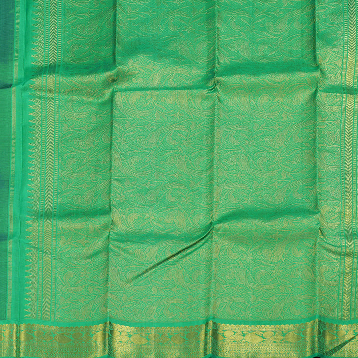 Hayagrivas Brown Kanjivaram Silk Saree with Parrot Green Border BBC1293K4-2