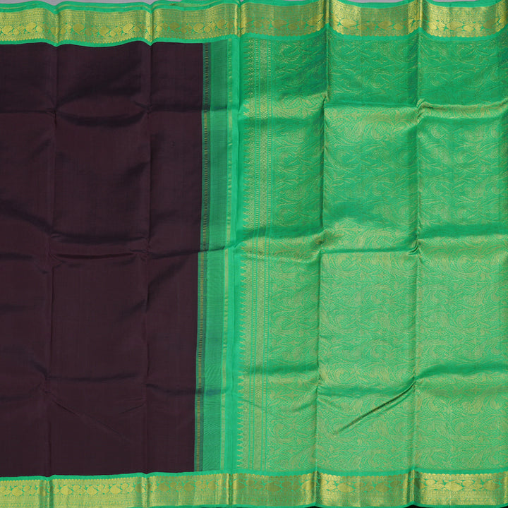 Hayagrivas Brown Kanjivaram Silk Saree with Parrot Green Border BBC1293K4-2