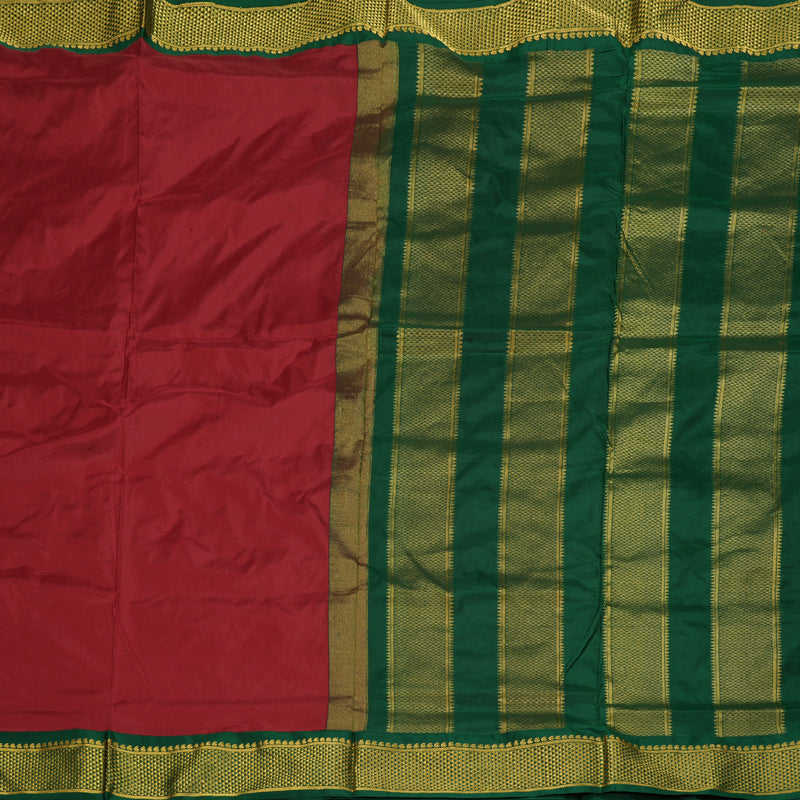 Hayagrivas Handloom Ten Yards Silk Saree in rich Maroon KBE728G1-13