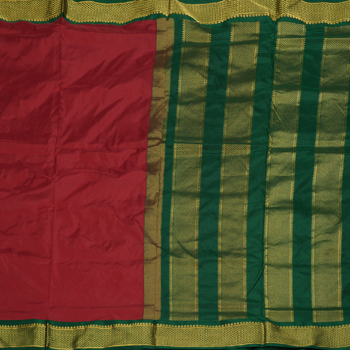 Hayagrivas Handloom Ten Yards Silk Saree in rich Maroon KBE728G1-13