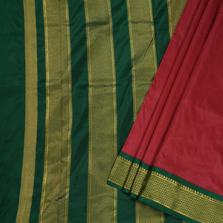 Hayagrivas Handloom Ten Yards Silk Saree in rich Maroon KBE728G1-13