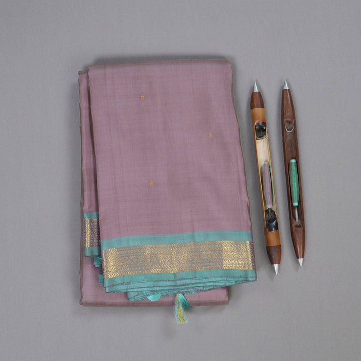 Hayagrivas Lilac Color Handloom Kanjivaram Silk Saree with Sea Blue Border BBC1303K4-15