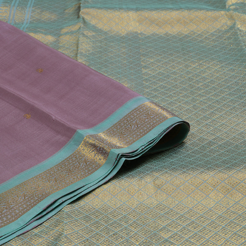 Hayagrivas Lilac Color Handloom Kanjivaram Silk Saree with Sea Blue Border BBC1303K4-15