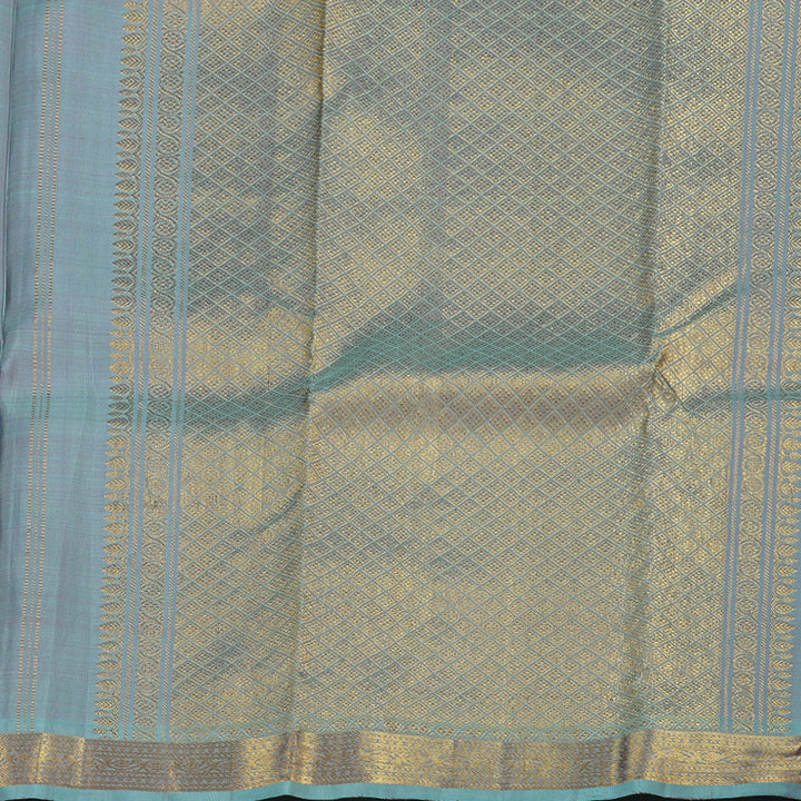 Hayagrivas Lilac Color Handloom Kanjivaram Silk Saree with Sea Blue Border BBC1303K4-15