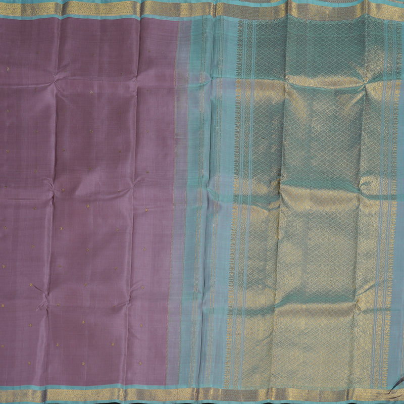 Hayagrivas Lilac Color Handloom Kanjivaram Silk Saree with Sea Blue Border BBC1303K4-15