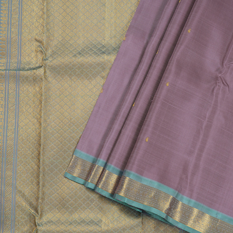 Hayagrivas Lilac Color Handloom Kanjivaram Silk Saree with Sea Blue Border BBC1303K4-15