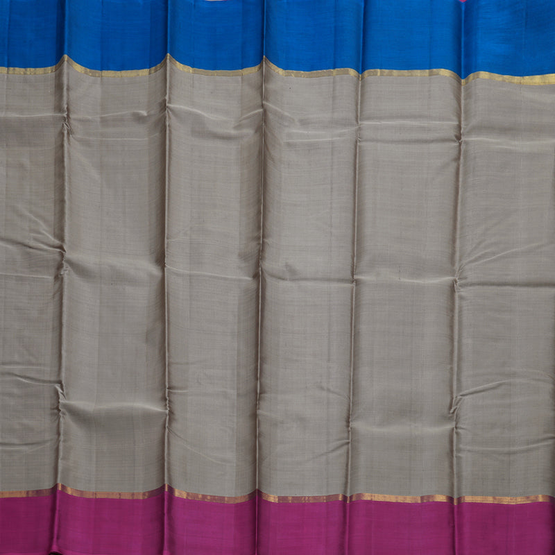 Hayagrivas Grey Handloom Kanjivaram Silk Saree with Ganga Jamuna (Sky Blue And Purple) Border BBC1303K5-6