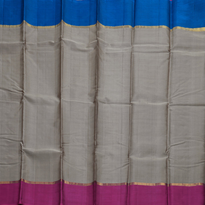 Hayagrivas Grey Handloom Kanjivaram Silk Saree with Ganga Jamuna (Sky Blue And Purple) Border BBC1303K5-6