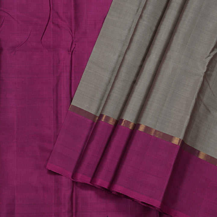 Hayagrivas Grey Handloom Kanjivaram Silk Saree with Ganga Jamuna (Sky Blue And Purple) Border BBC1303K5-6