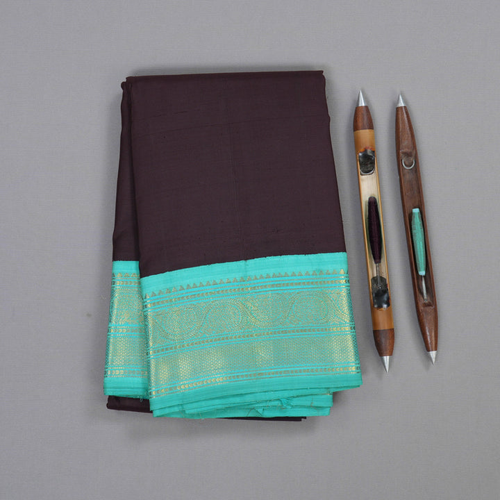 Hayagrivas Plum Purple Handloom Kanjivaram Silk Saree with Sea Blue Border BBC1303K8-3