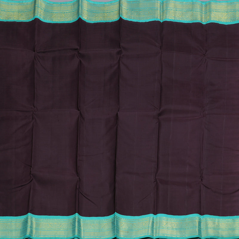 Hayagrivas Plum Purple Handloom Kanjivaram Silk Saree with Sea Blue Border BBC1303K8-3