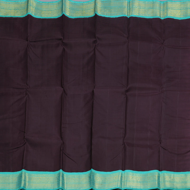 Hayagrivas Plum Purple Handloom Kanjivaram Silk Saree with Sea Blue Border BBC1303K8-3