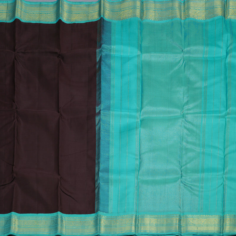 Hayagrivas Plum Purple Handloom Kanjivaram Silk Saree with Sea Blue Border BBC1303K8-3