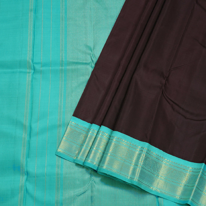 Hayagrivas Plum Purple Handloom Kanjivaram Silk Saree with Sea Blue Border BBC1303K8-3