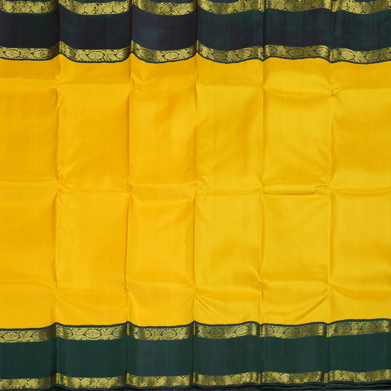 Hayagrivas Yellow Handloom Kanjivaram Silk Saree with Bottle Green Border BBC1303K8-4