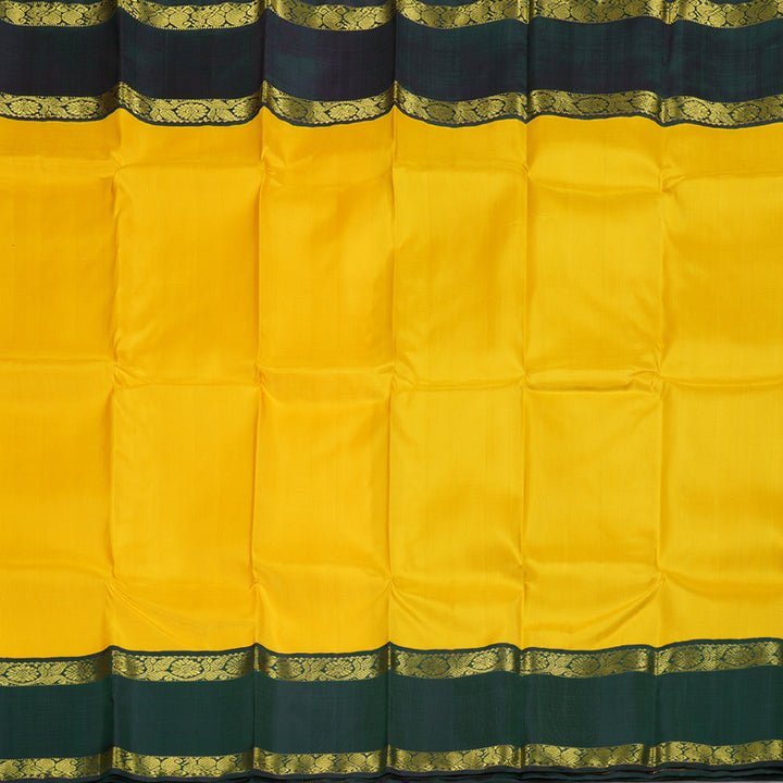 Hayagrivas Yellow Handloom Kanjivaram Silk Saree with Bottle Green Border BBC1303K8-4