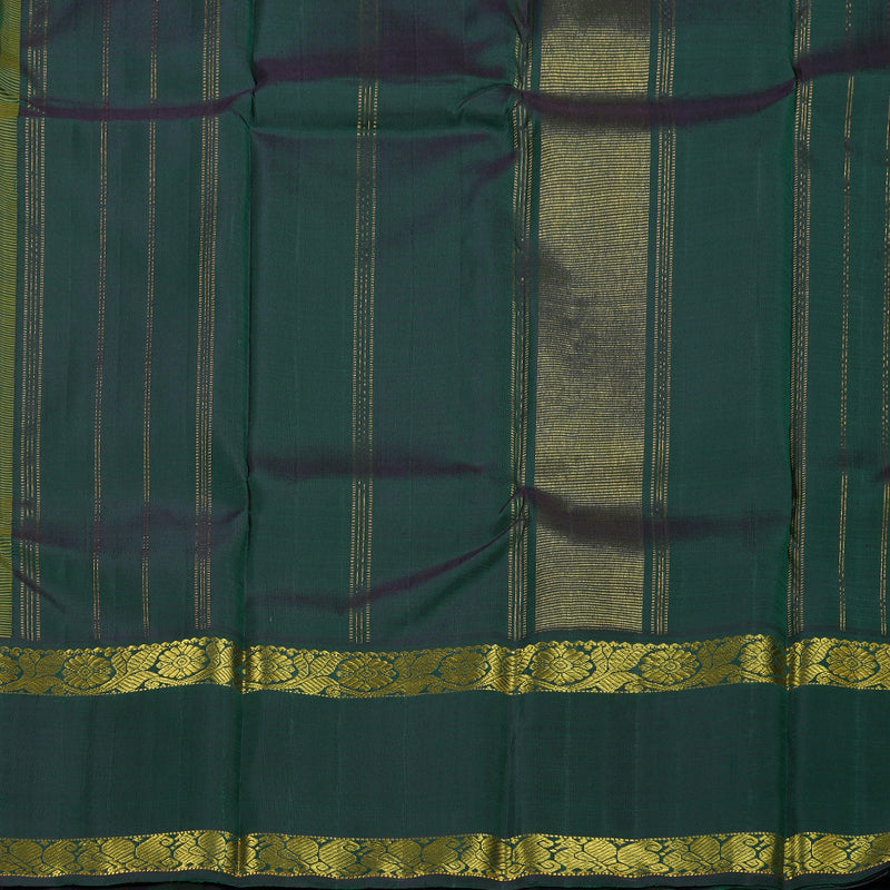 Hayagrivas Yellow Handloom Kanjivaram Silk Saree with Bottle Green Border BBC1303K8-4