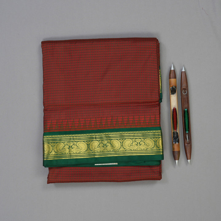 Hayagrivas Handloom Brick Red Ten Yards Silk Madisar BBC140D4-6