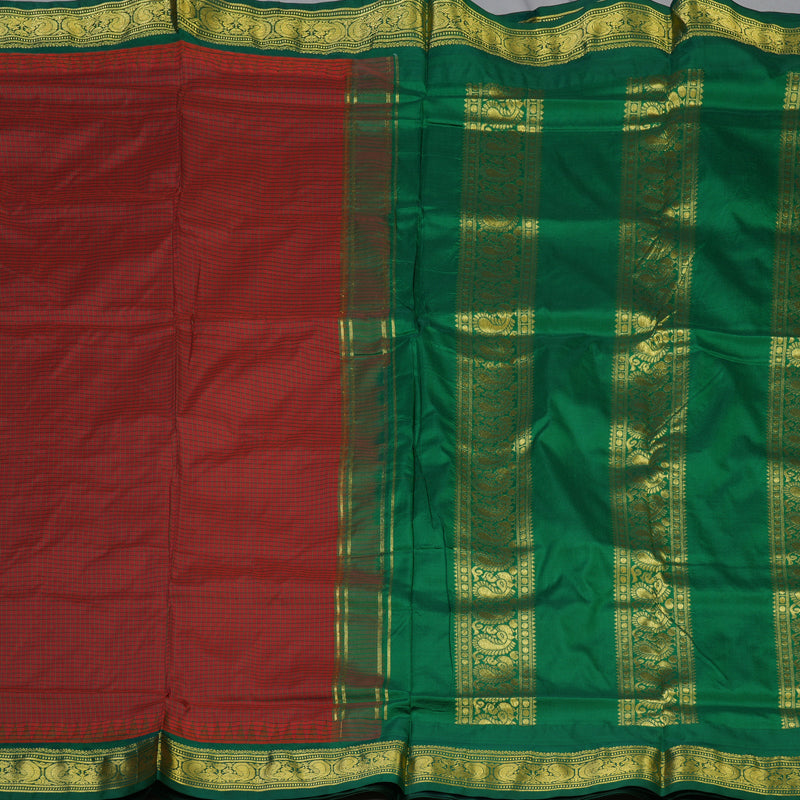 Hayagrivas Handloom Brick Red Ten Yards Silk Madisar BBC140D4-6