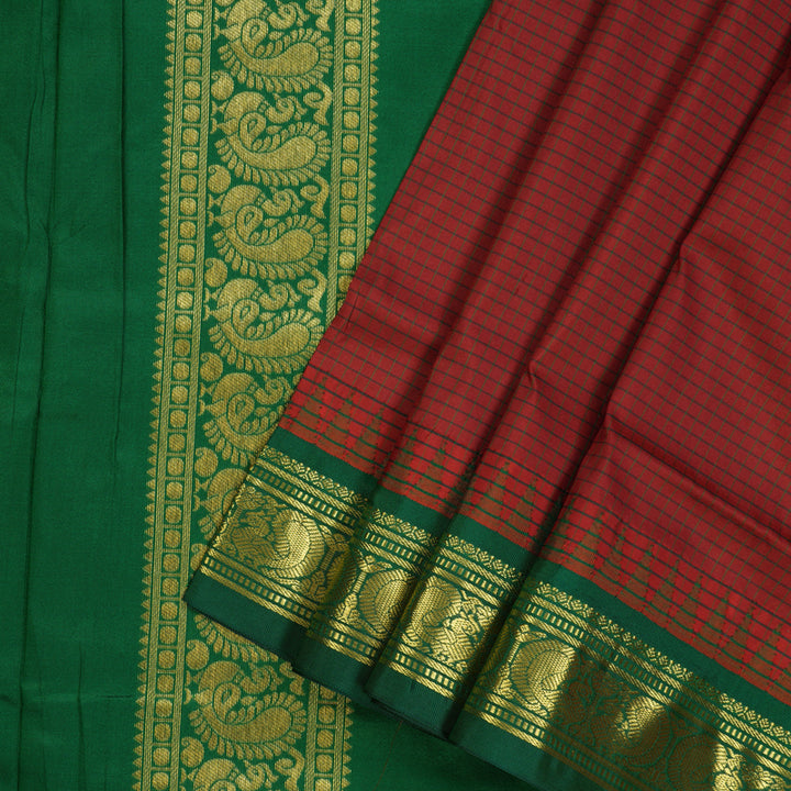 Hayagrivas Handloom Brick Red Ten Yards Silk Madisar BBC140D4-6