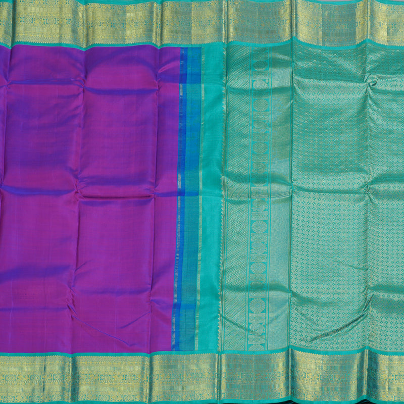 Hayagrivas Purple Kanjivaram Silk Saree with Sea Blue Border BBC1412L10-5