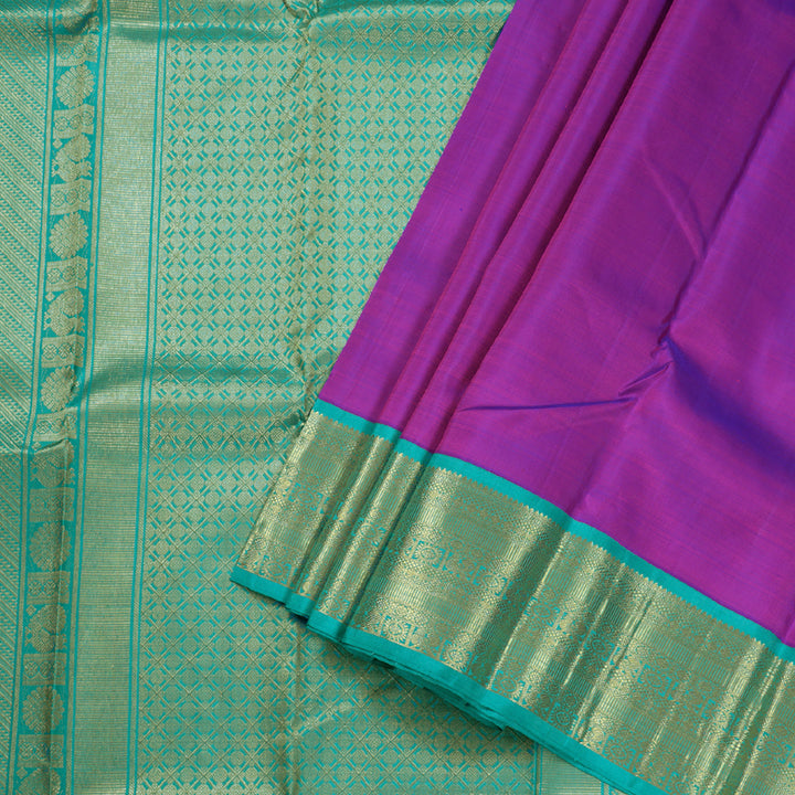 Hayagrivas Purple Kanjivaram Silk Saree with Sea Blue Border BBC1412L10-5