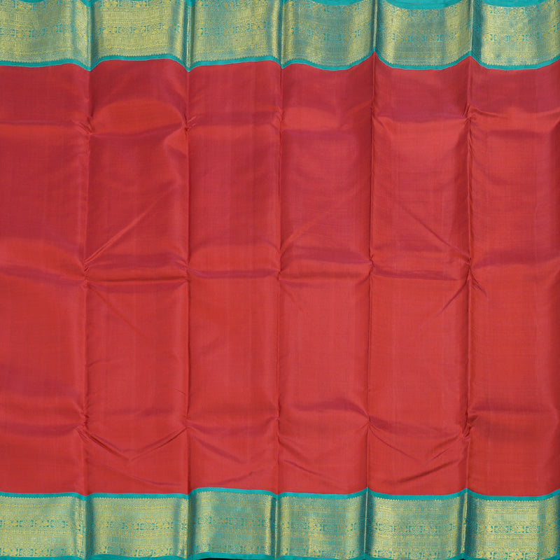 Hayagrivas Red Kanjivaram Silk Saree with Sea Blue Border BBC1412L10-7