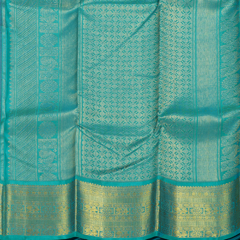 Hayagrivas Red Kanjivaram Silk Saree with Sea Blue Border BBC1412L10-7