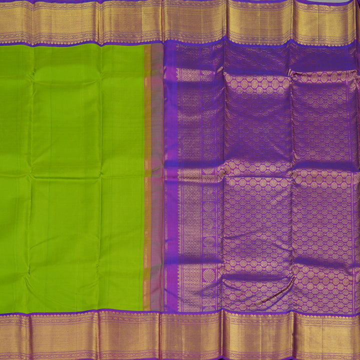 Hayagrivas Handloom Kanjivaram Silk Saree in Vibrant Fluorescent Green HBE401G39-2
