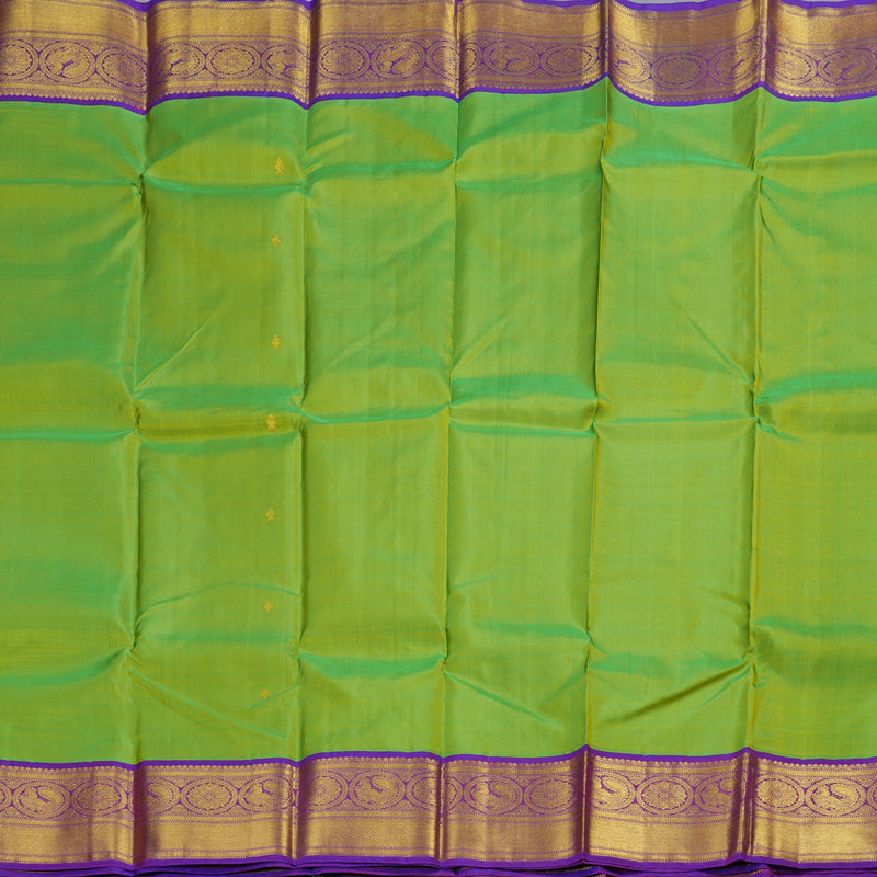 Hayagrivas Fluorescent Green Kanjivaram Silk Saree with Purple Border BBC1412L11-2