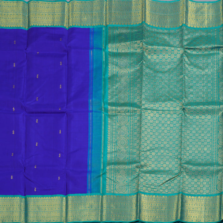 Hayagrivas Blue Kanjivaram Silk Saree with Sea Blue Border BBC1412L11-4