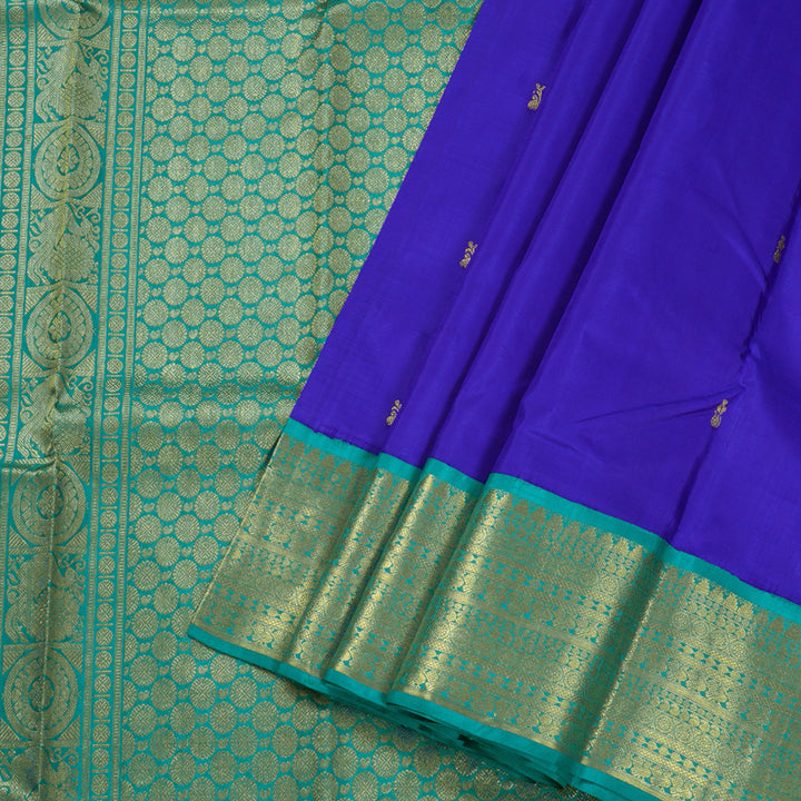 Hayagrivas Blue Kanjivaram Silk Saree with Sea Blue Border BBC1412L11-4