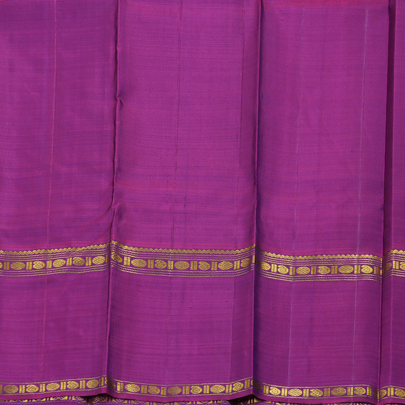 Hayagrivas Bluish Grey Handloom Kanjivaram Silk Saree with Ganga Jamuna (Purple And Mustard) Border BBC1412L4-3