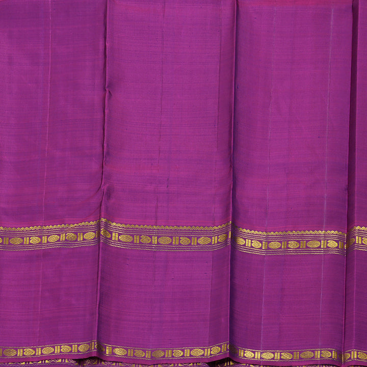 Hayagrivas Bluish Grey Handloom Kanjivaram Silk Saree with Ganga Jamuna (Purple And Mustard) Border BBC1412L4-3